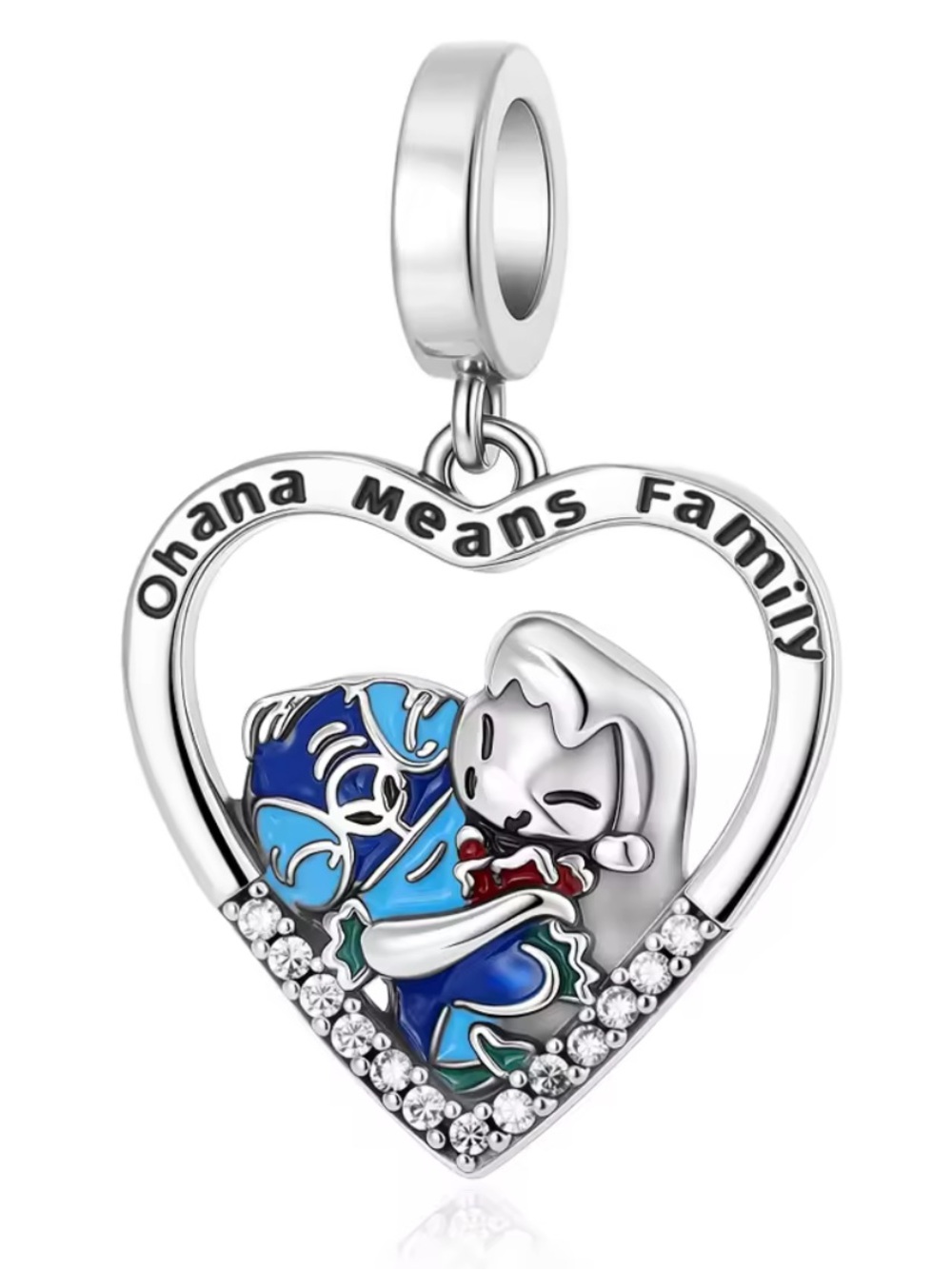 NWOT Disney Lilo & Stitch Ohana Heart Dangle Charm Sterling Silver 925